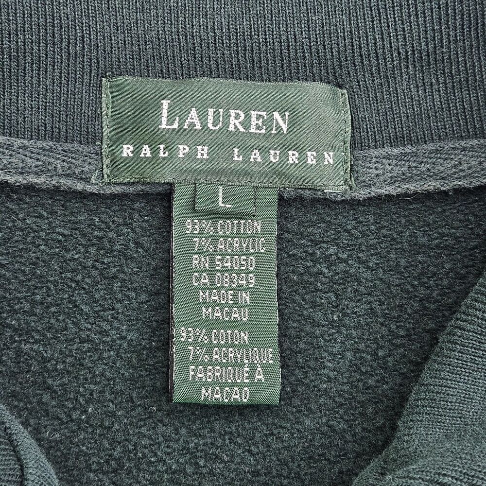 Lauren Ralph Lauren Shirt Women's Large Hunter Green 1/4 Zip Long Sleeve Fleece - Picture 5 of 7